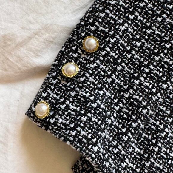 Nanette leopore Tweed double breasted blazer sz 4 coquette feminine academia - Picture 3 of 8